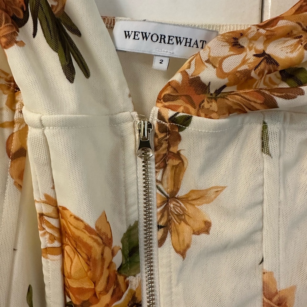 WeWoreWhat Floral Corset Top - Cream and Brown